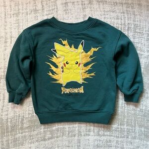 H&M Pokémon Pikachu Sweatshirt Green Kids Size 3/4T